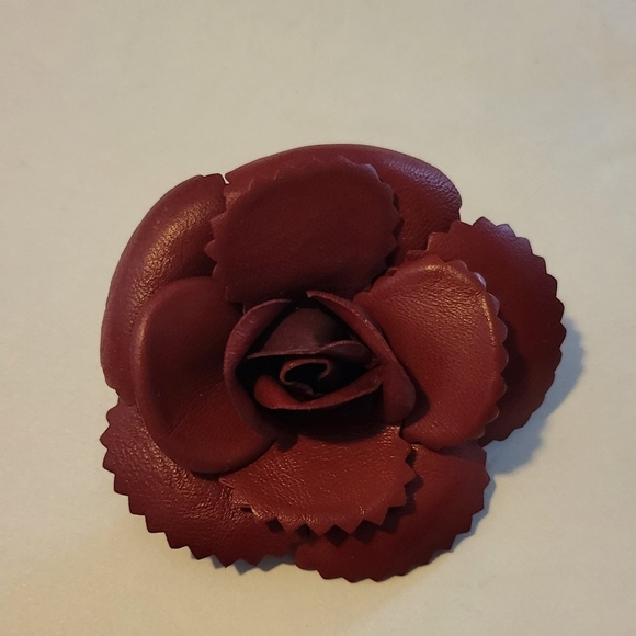 Authentic CHANEL Leather Camellia Corsage Brooch - Picture 2 of 9